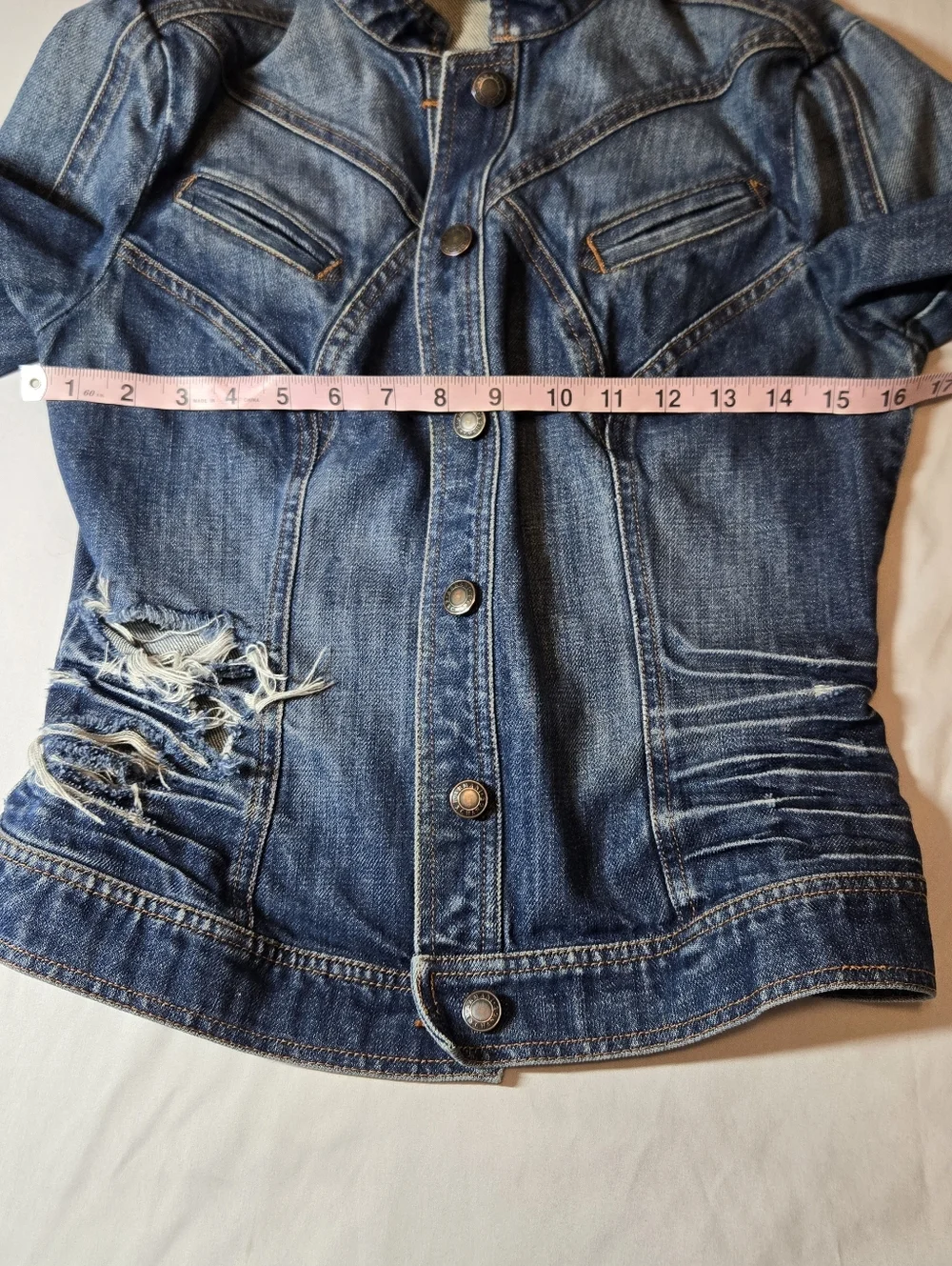 Vintage Armani Exchange Distressed Denim Jacket In A Fitted Size Medium - Picture 6 of 9